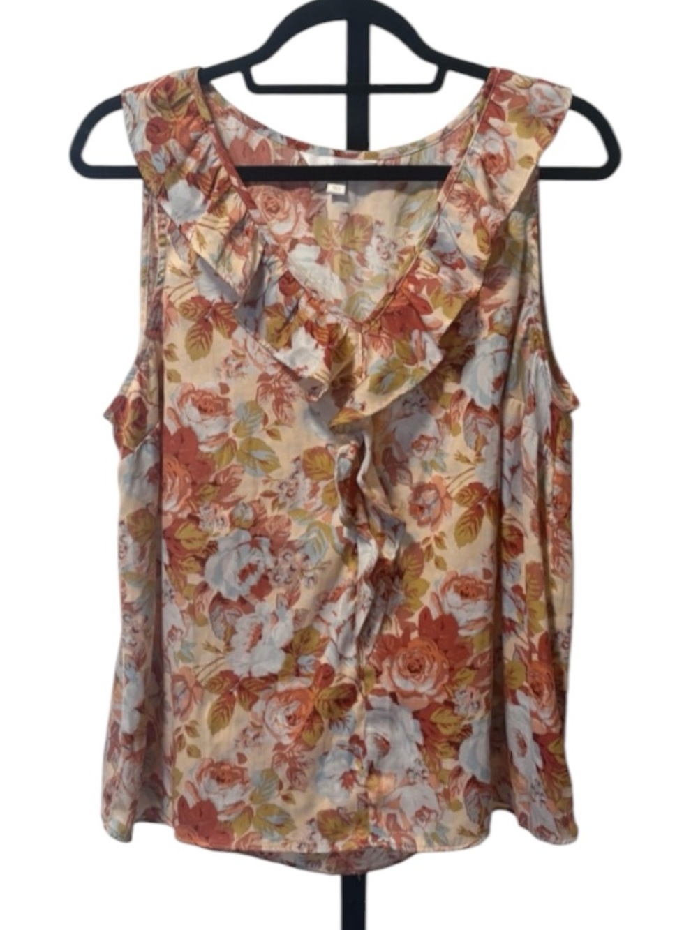 LC Lauren Conrad Floral Ruffle V-Neck sleeveless top